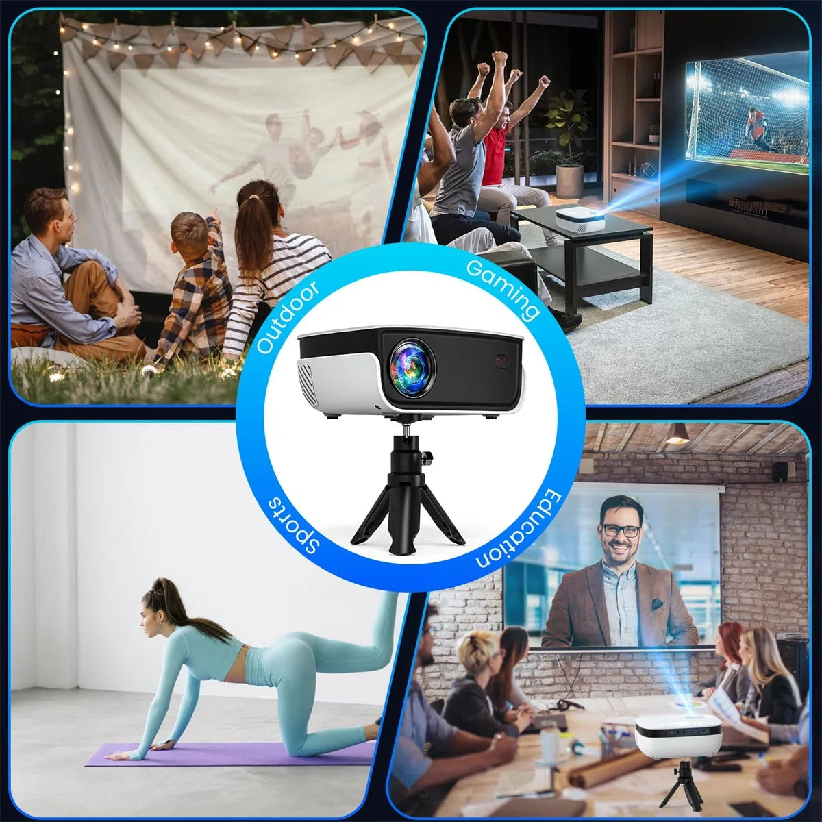 (3 Pack) 1080P Mini Projector,Keystone Correction,Up to Support 240'' Screen,With Stand