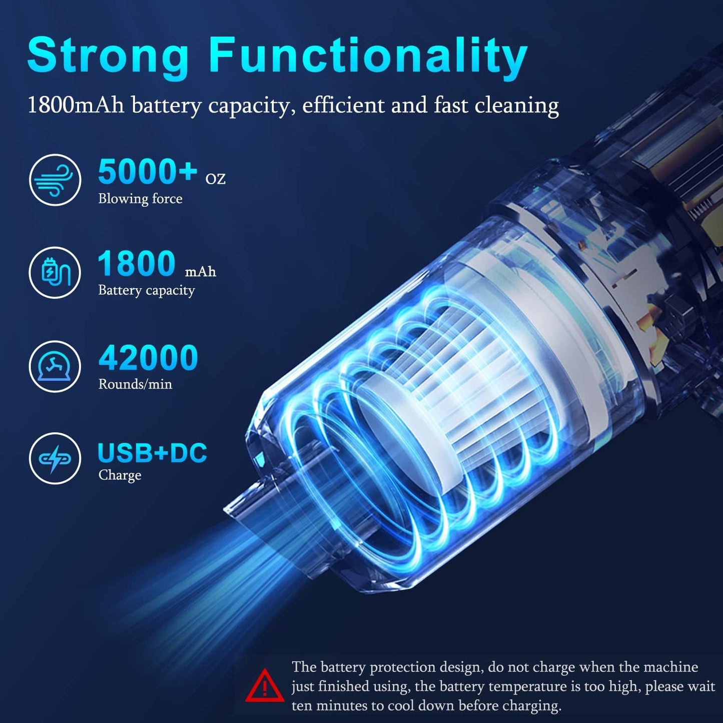 Handheld Car Vacuum Cleaner, 9000Pa Vacuum Cleaner and Air Duster, 120W High Power Hand Held Vacuum with LED Light and Multi-Nozzles for Car, Home, Office, Pet