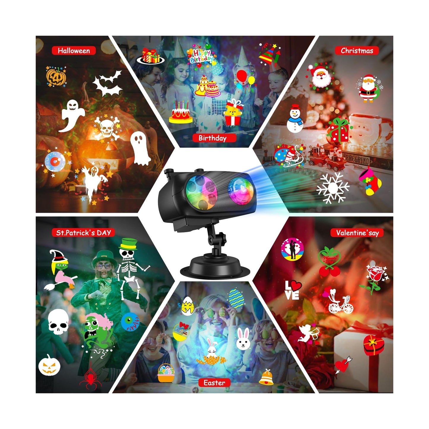Christmas Halloween Projector Lights, COOLWUFAN Upgrade Waterproof Outdoor In...