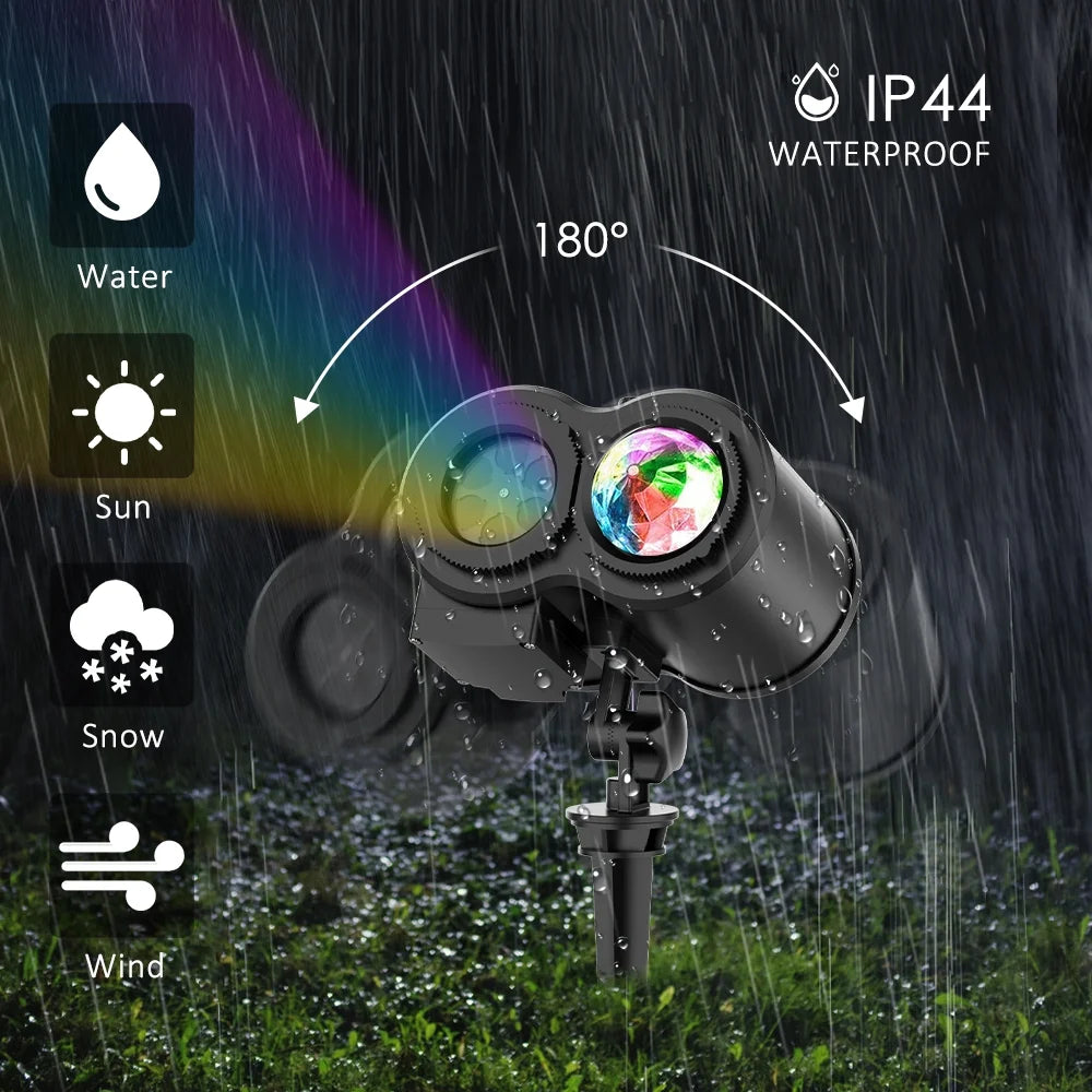 Outdoor HD Projector Light, Remote Control 16 Switchable Modes, Christmas Halloween Celebrations, Birthdays, Weddings and Parties, Waterproof Light Show