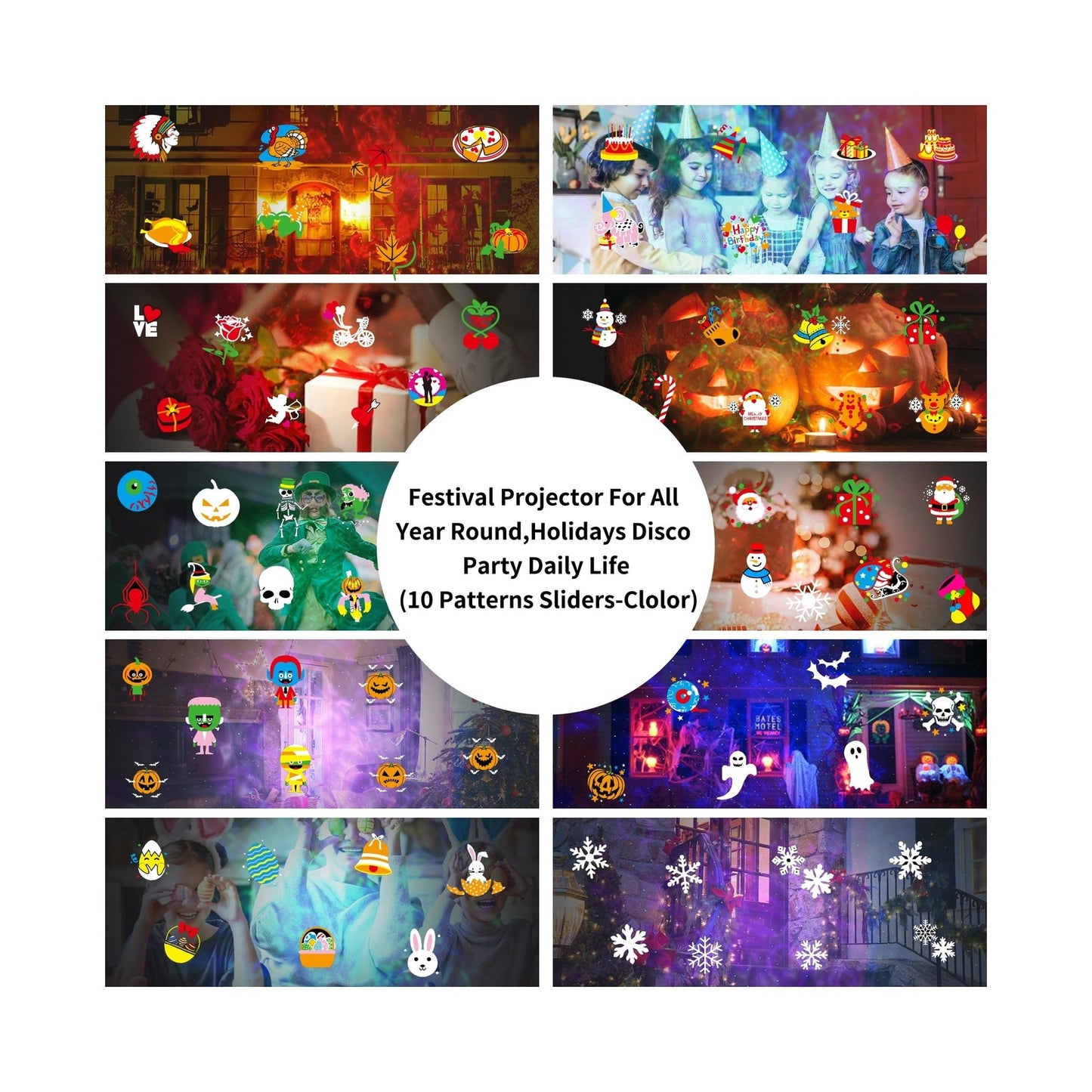 Christmas Halloween Projector Lights, COOLWUFAN Upgrade Waterproof Outdoor In...