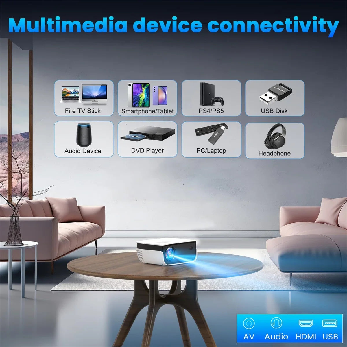 (3 Pack) 1080P Mini Projector,Keystone Correction,Up to Support 240'' Screen,With Stand