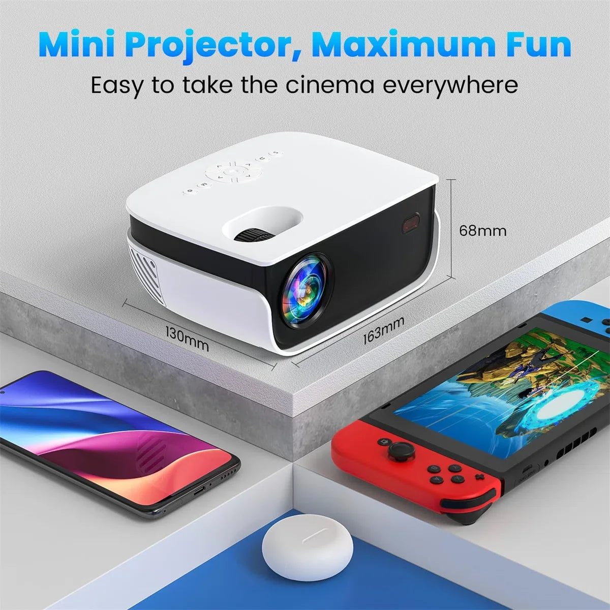 (3 Pack) 1080P Mini Projector,Keystone Correction,Up to Support 240'' Screen,With Stand