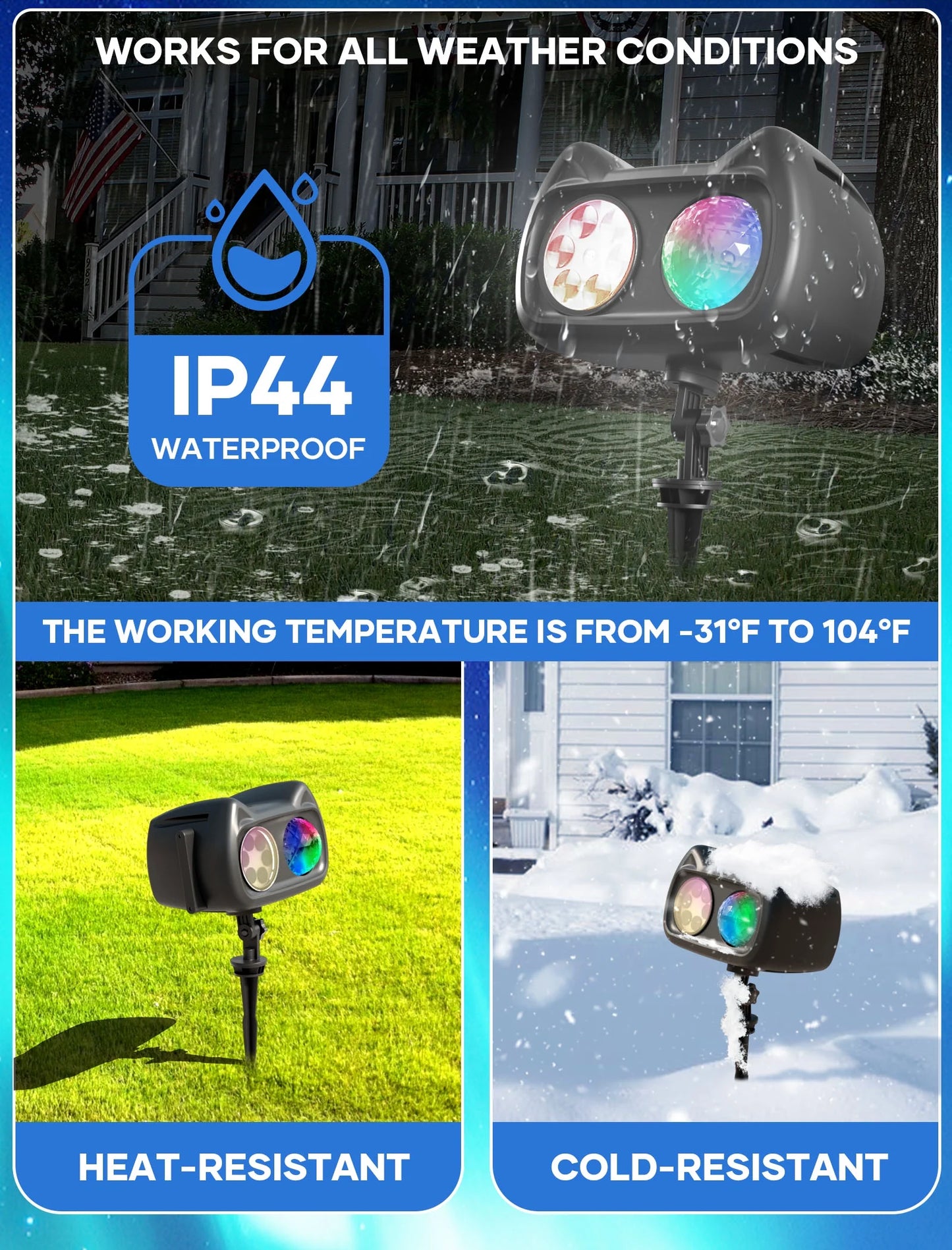Christmas Projector Lights Outdoor/ Indoor, 2-In-1 HD Remote Control 60 Pattern Led Holiday Projector Light, Waterproof for Garden and Party Decorations