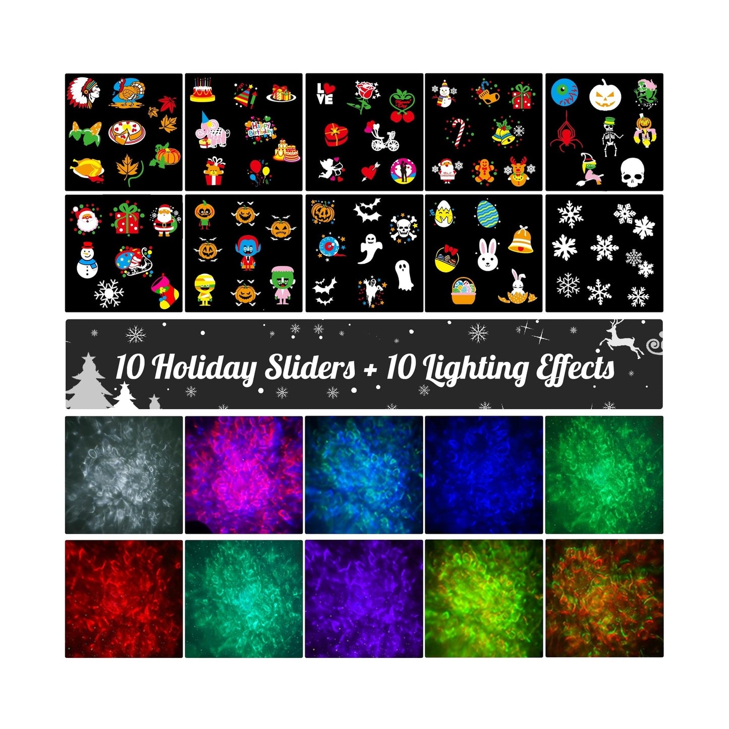 Christmas Halloween Projector Lights, COOLWUFAN Upgrade Waterproof Outdoor In...