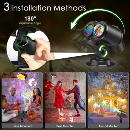 Outdoor HD Projector Light, Remote Control 16 Switchable Modes, Christmas Halloween Celebrations, Birthdays, Weddings and Parties, Waterproof Light Show