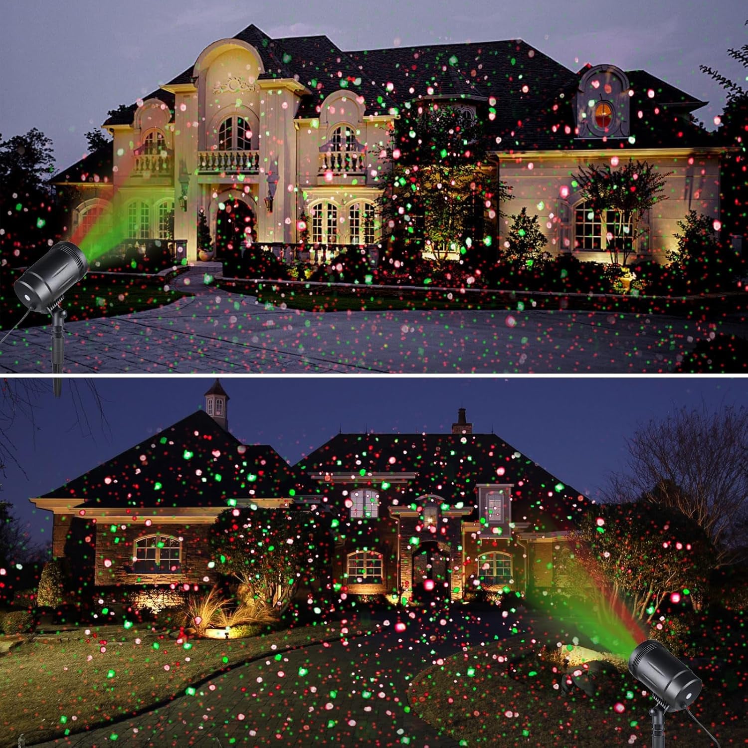 Christmas Projector Lights Outdoor, Christmas Laser Lights Spotlight Red and Green Star Show with Rf Wireless Remote Christmas Decorations for Outdoor Garden Patio Wall Xmas Holiday Party