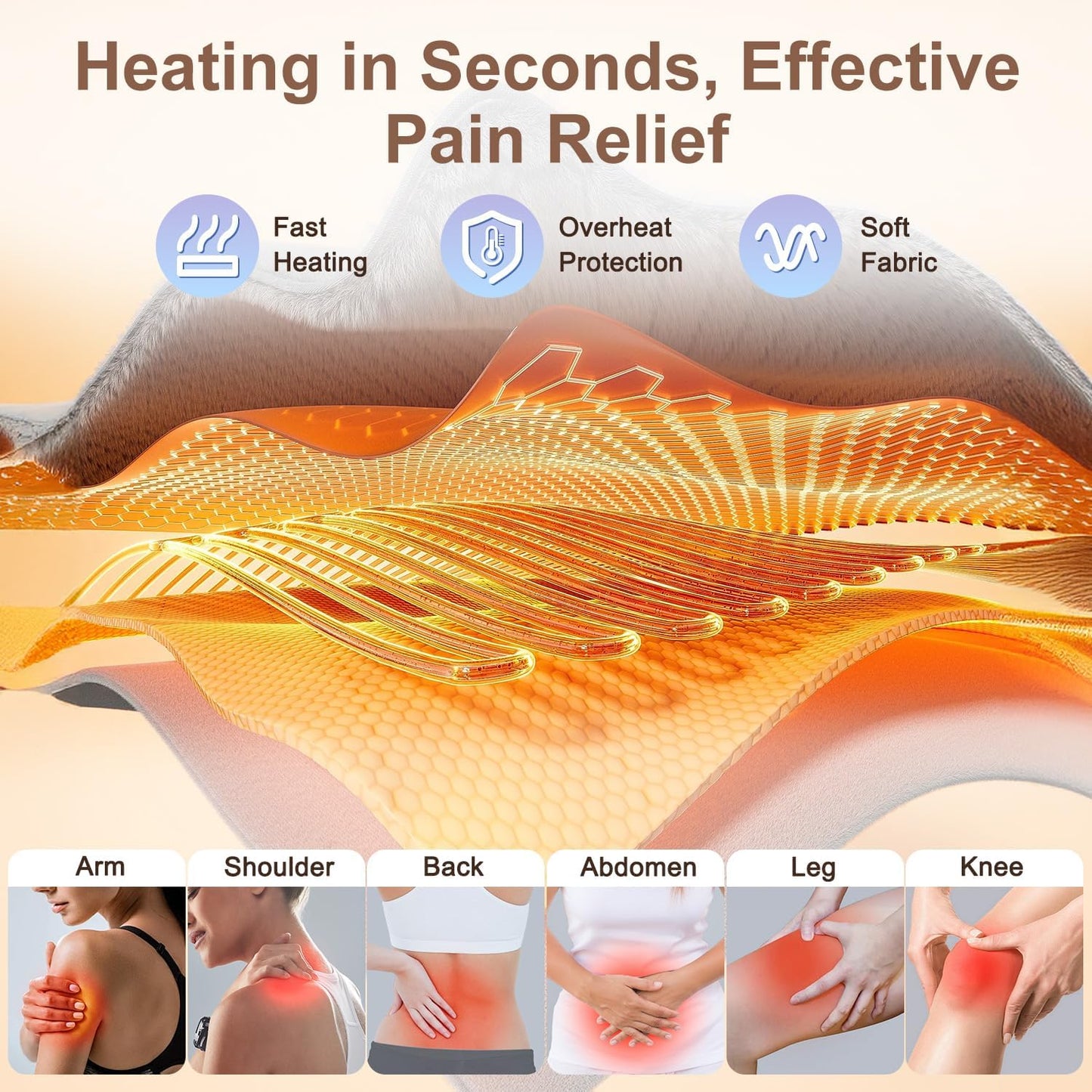 Heating Pad for Back Pain Relief, Electric Heating Pad for Period Cramps Neck Shoulders with Belt, 4 Timer 6 Heat Setting & Auto Shut Off, 12"X24"+20" Large Moist Heat Pad for Mom,Dad