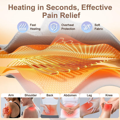 Heating Pad for Back Pain Relief, Electric Heating Pad for Period Cramps Neck Shoulders with Belt, 4 Timer 6 Heat Setting & Auto Shut Off, 12"X24"+20" Large Moist Heat Pad for Mom,Dad