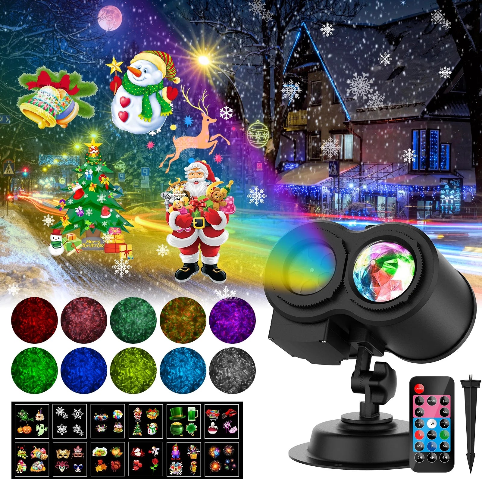 Outdoor HD Projector Light, Remote Control 16 Switchable Modes, Christmas Halloween Celebrations, Birthdays, Weddings and Parties, Waterproof Light Show