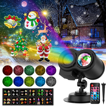 Outdoor HD Projector Light, Remote Control 16 Switchable Modes, Christmas Halloween Celebrations, Birthdays, Weddings and Parties, Waterproof Light Show