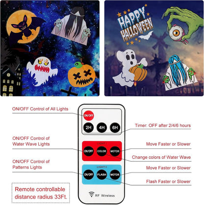 Christmas Holiday Projector Lights - Indoor Outdoor 2In1 Ocean Wonderland Xmas Nativity Thanksgiving Theme - 3D 18HD Slides outside Projection Reflectors
