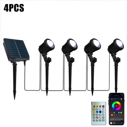 RGB Solar Spot Lights Outdoor Color Changing Landscape Lighting IP65 Waterproof APP and Remote Control Spotlights Garden Pathway