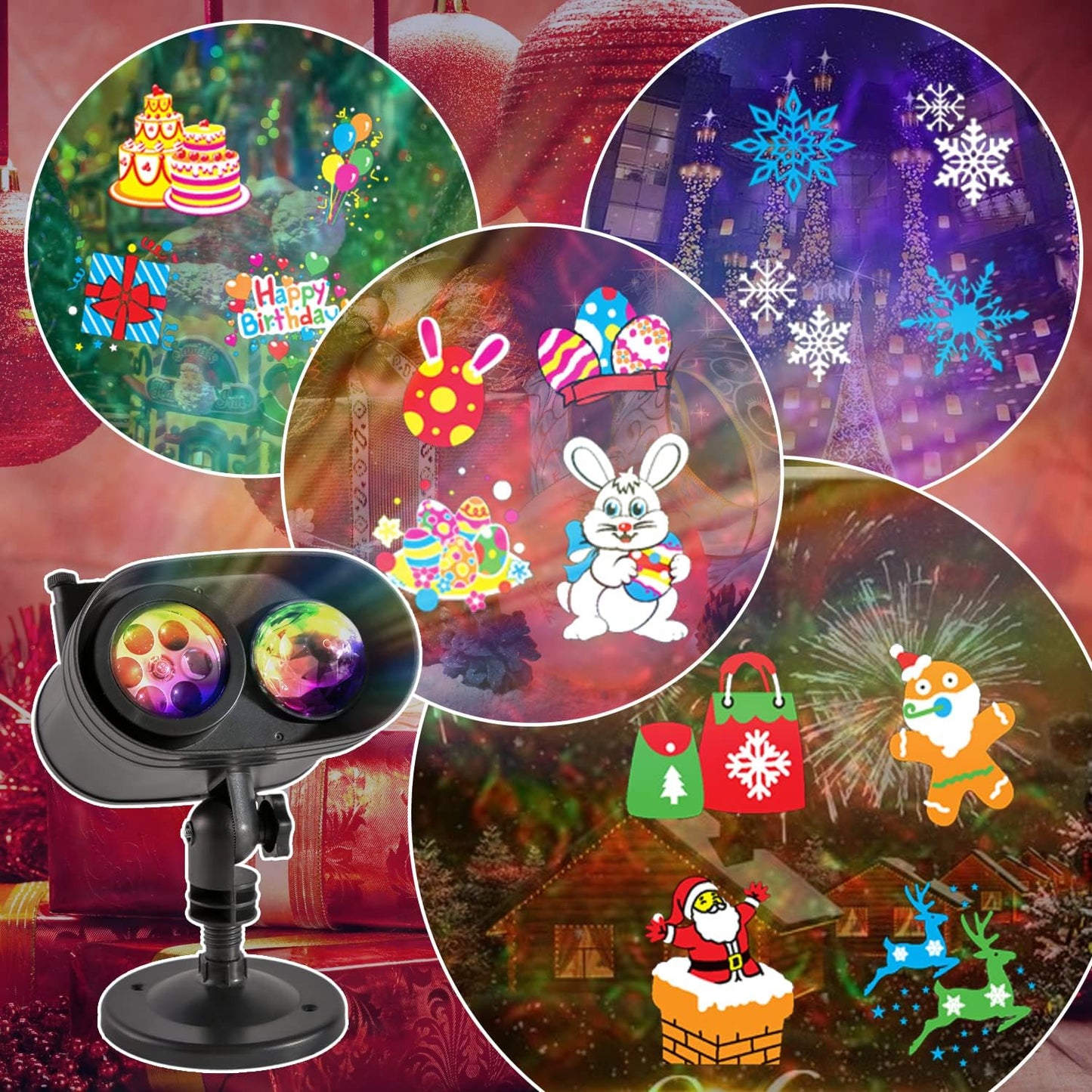 Christmas Holiday Projector Lights - Indoor Outdoor 2In1 Ocean Wonderland Xmas Nativity Thanksgiving Theme - 3D 18HD Slides outside Projection Reflectors