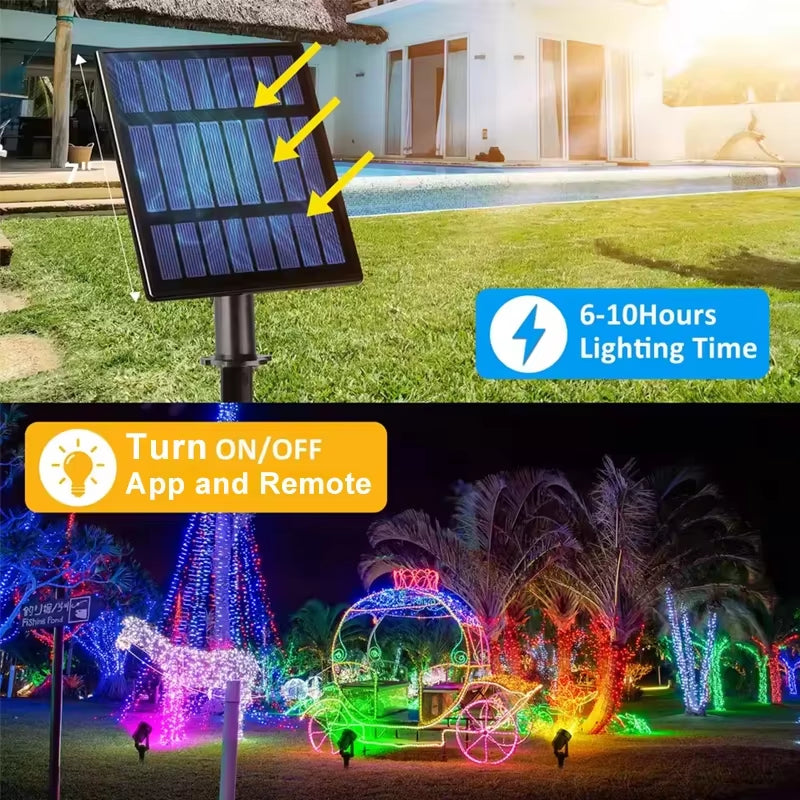 RGB Solar Spot Lights Outdoor Color Changing Landscape Lighting IP65 Waterproof APP and Remote Control Spotlights Garden Pathway