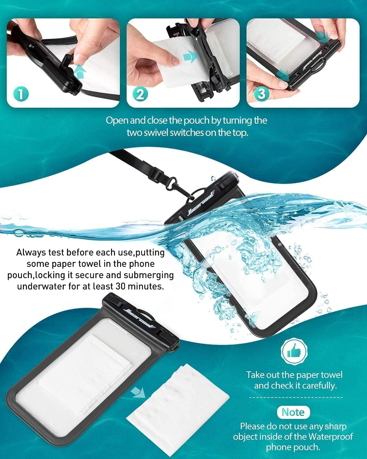 Waterproof Phone Pouch, Waterproof Phone Case for Iphone 17 16 15 14 13 Pro Max, IPX8 Cellphone Dry Bag Beach Cruise Ship Essentials 2Pack-8.3"