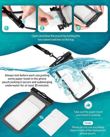 Waterproof Phone Pouch, Waterproof Phone Case for Iphone 17 16 15 14 13 Pro Max, IPX8 Cellphone Dry Bag Beach Cruise Ship Essentials 2Pack-8.3"