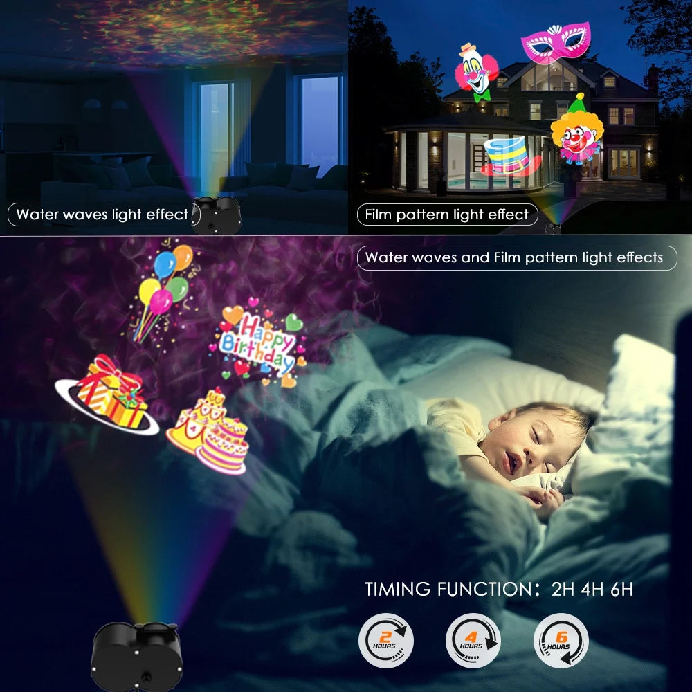 Outdoor HD Projector Light, Remote Control 16 Switchable Modes, Christmas Halloween Celebrations, Birthdays, Weddings and Parties, Waterproof Light Show