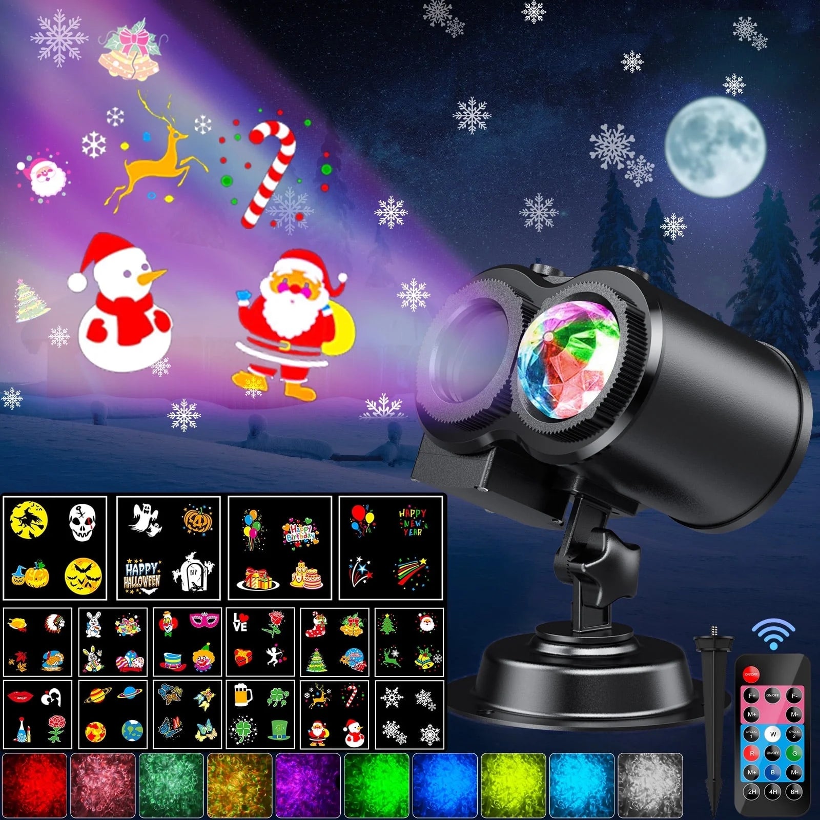 Outdoor HD Projector Light, Remote Control 16 Switchable Modes, Christmas Halloween Celebrations, Birthdays, Weddings and Parties, Waterproof Light Show