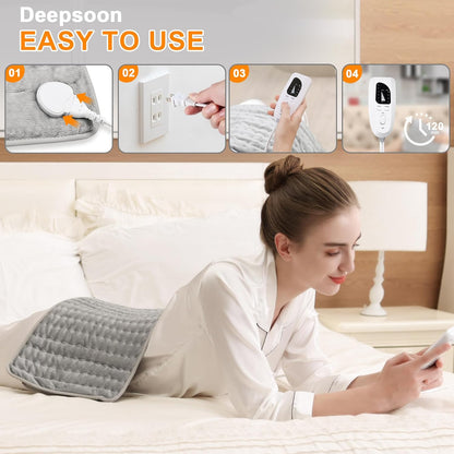 Heating Pad,Electric Heating Pads for Back,Neck,Abdomen,Moist Heating Pad for Shoulder,Knee,Arms,Legs,Dry/Moist Heat & Auto Shut Off,Birthday Gifts for Men and Women(Light Gray, 24''×12'')