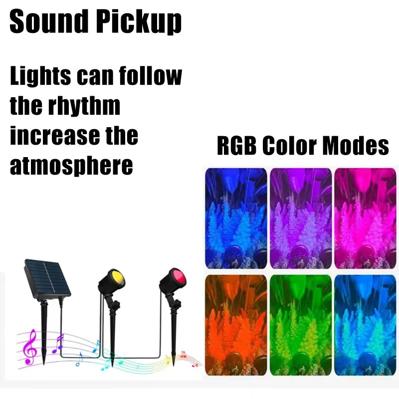 RGB Solar Spot Lights Outdoor Color Changing Landscape Lighting IP65 Waterproof APP and Remote Control Spotlights Garden Pathway