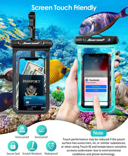 Waterproof Phone Pouch, Waterproof Phone Case for Iphone 17 16 15 14 13 Pro Max, IPX8 Cellphone Dry Bag Beach Cruise Ship Essentials 2Pack-8.3"