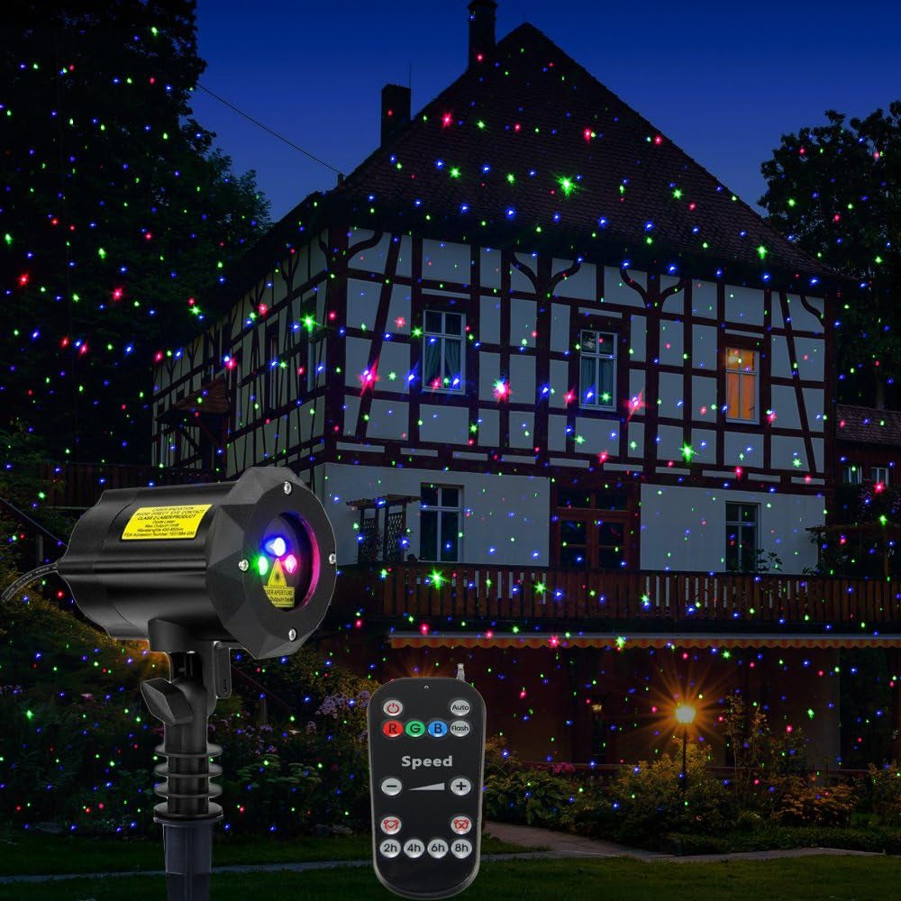 Garden Lights Outdoor Laser Christmas Light Moving Star Projector (Blue Red Green)