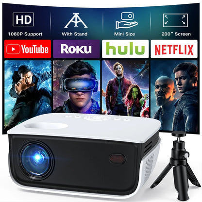 (3 Pack)  1080P Mini Projector,Keystone Correction,Up to Support 240'' Screen,With Stand