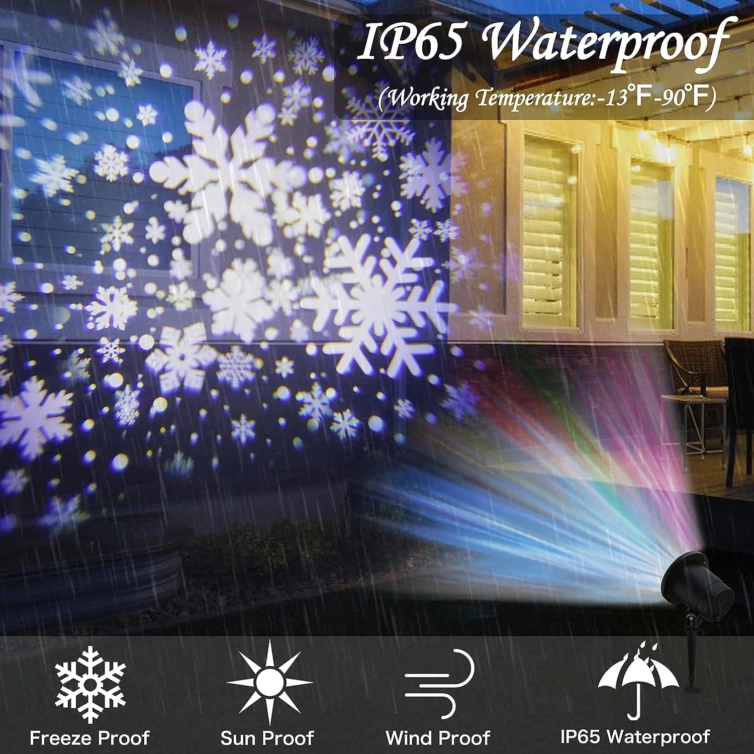 Christmas Laser Light Projector, Led Waterproof Christmas Laser Lights Landscape Spotlight for Room Outdoor Patio Party