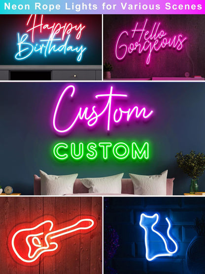 50Ft LED Neon Rope Lights with App and Remote Control IP65 Waterproof Neon Strip