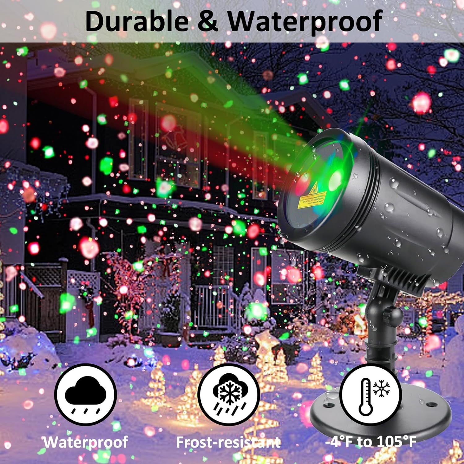 Christmas Projector Lights Outdoor, Christmas Laser Lights Spotlight Red and Green Star Show with Rf Wireless Remote Christmas Decorations for Outdoor Garden Patio Wall Xmas Holiday Party