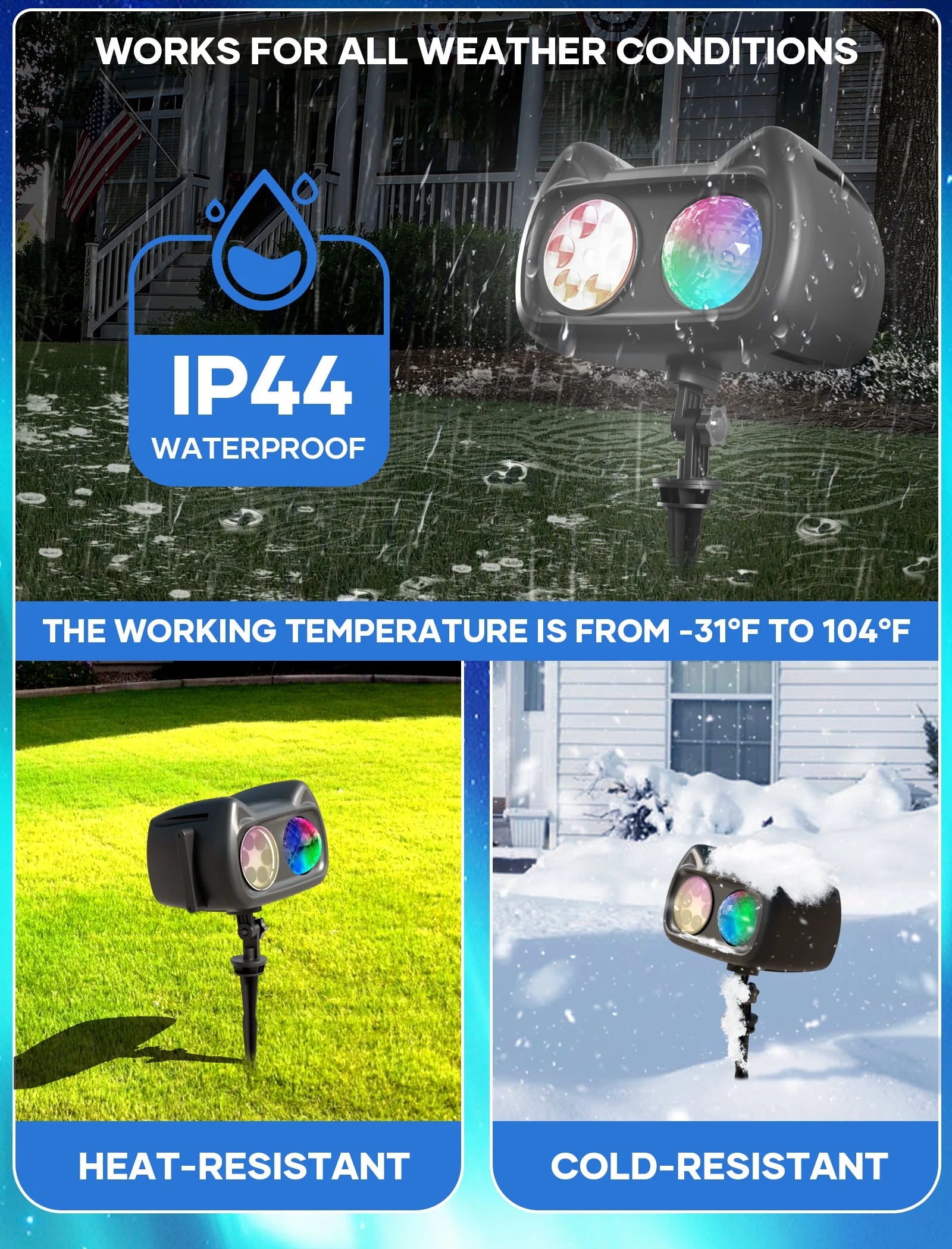 Christmas Projector Lights Outdoor/ Indoor, 2-In-1 HD Remote Control 60 Pattern Led Holiday Projector Light, Waterproof for Garden and Party Decorations