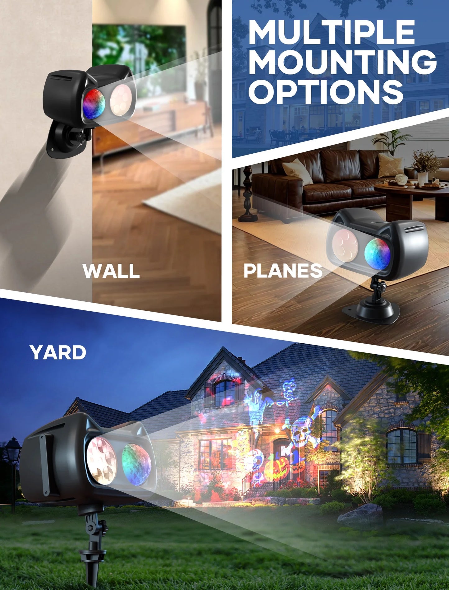 Christmas Projector Lights Outdoor/ Indoor, 2-In-1 HD Remote Control 60 Pattern Led Holiday Projector Light, Waterproof for Garden and Party Decorations
