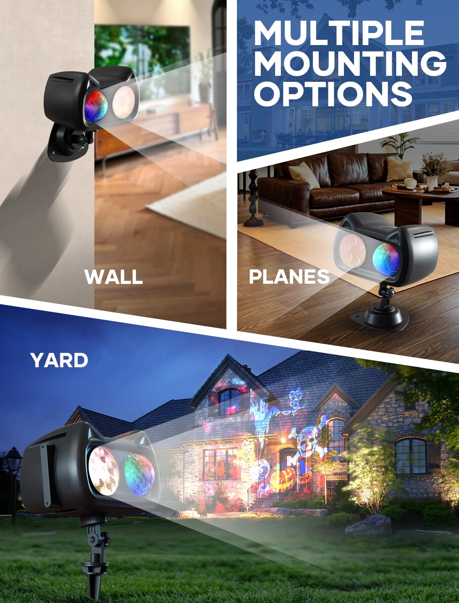 Christmas Projector Lights Outdoor/ Indoor, 2-In-1 HD Remote Control 60 Pattern Led Holiday Projector Light, Waterproof for Garden and Party Decorations