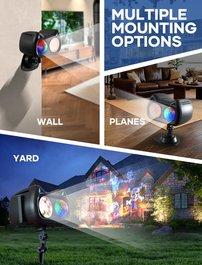 Christmas Projector Lights Outdoor/ Indoor, 2-In-1 HD Remote Control 60 Pattern Led Holiday Projector Light, Waterproof for Garden and Party Decorations