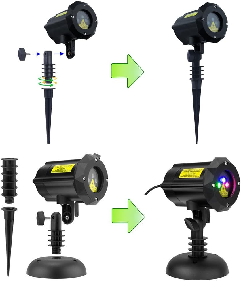 Garden Lights Outdoor Laser Christmas Light Moving Star Projector (Blue Red Green)