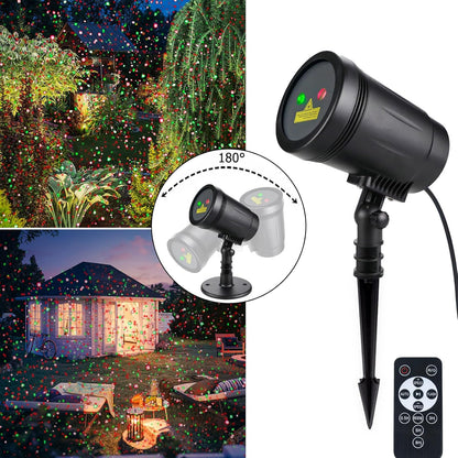 Christmas Projector Lights Outdoor, Christmas Laser Lights Spotlight Red and Green Star Show with Rf Wireless Remote Christmas Decorations for Outdoor Garden Patio Wall Xmas Holiday Party