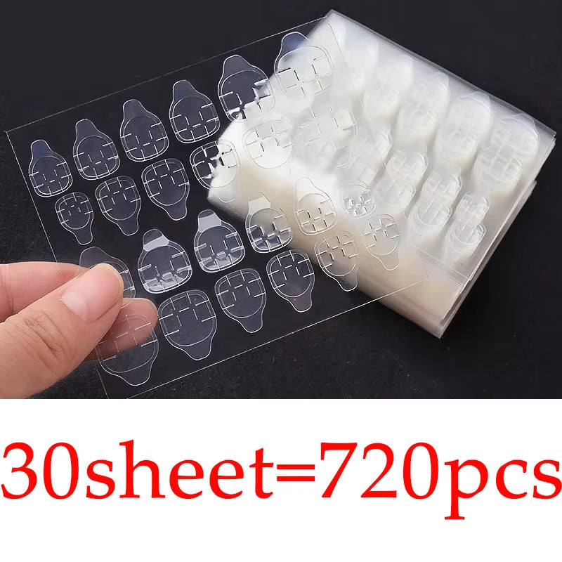 240Pcs Double Sided False Nail Art Adhesive Tape Glue, DIY Fake Acrylic Nail Manicure Gel,Jelly Clear Waterproof Tabs Nail Glue